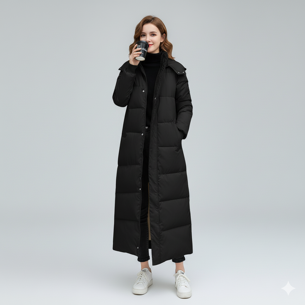 Zerina Long Puffer Coat | Hooded Warm Winter Coat