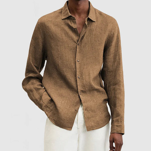Chemise homme – Coupe décontractée – Manches longues – Fibres naturelles respirantes