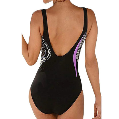 Women's one-piece swimsuit – Graphic print – High cut – Optimal support