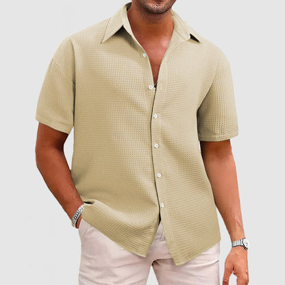 Men's short-sleeve shirt – Relaxed fit – Textured knit – Breathable fabric