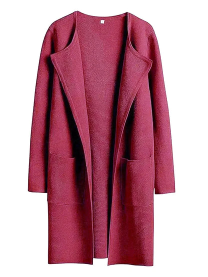 Manteau femme mi-long – Laine mélangée – Coupe droite – Col large – Style épuré