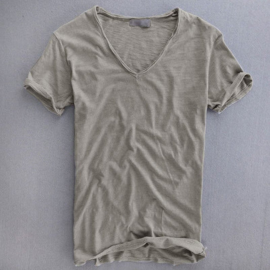 Men's T-shirt – Natural fibers – V-neck – Soft knit – Regular fit – Short sleeves