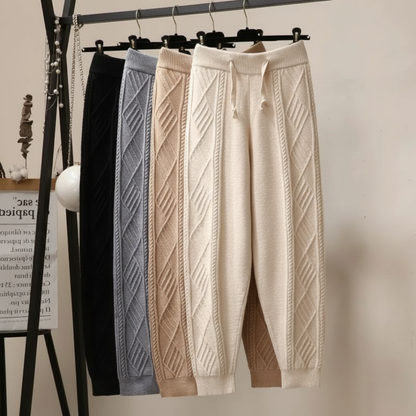 Alice Relaxed Fit Jogger | Cable Knit Ankle-Length Jogger