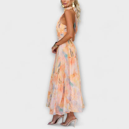 A-Line Halter Neck Maxi Dress for Women – Effortless Cocktail Elegance