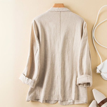 Relaxed Fit Linen Blazer for Women – Casual & Comfortable