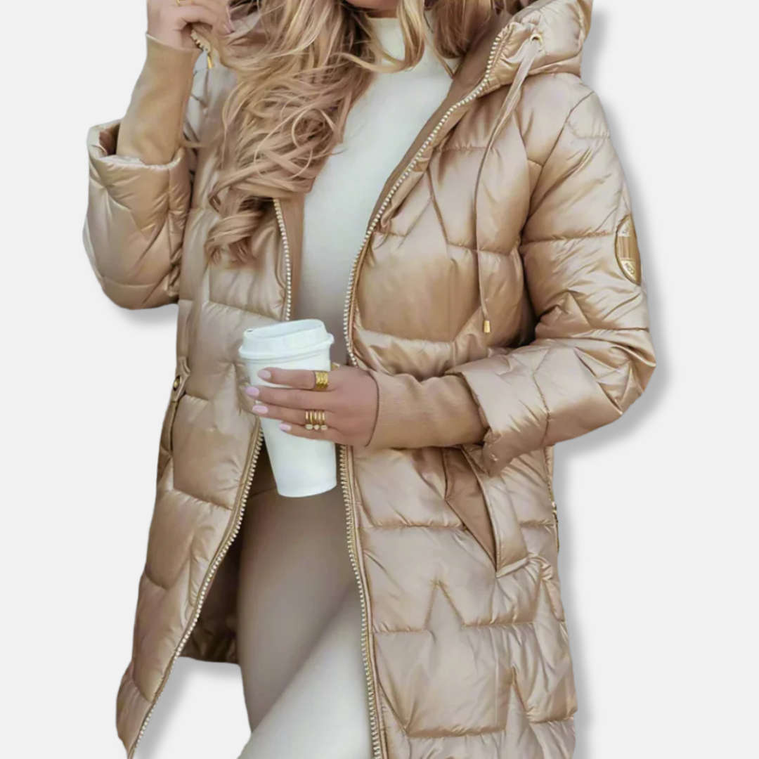 Alice Hooded Puffer Coat | Thigh-Length, Relaxed Fit Puffer Coat