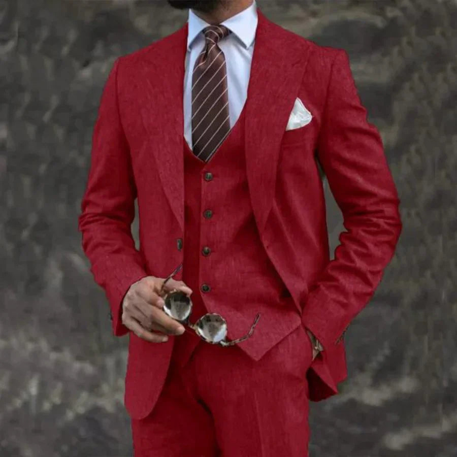 Men's three-piece suit – Slim fit – Notch lapel – Elegant breathable fabric
