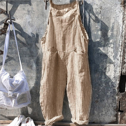 Women's jumpsuit – Loose fit – Sleeveless – Wide leg – Breathable natural fibers