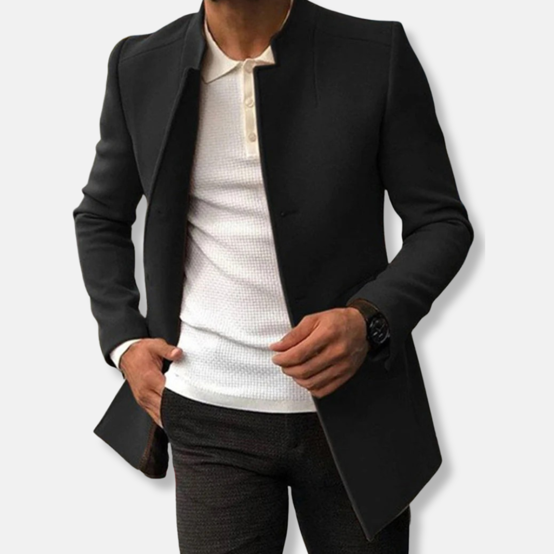 Samuel Wool Tailored Fit Overcoat | Stand Collar Overcoat