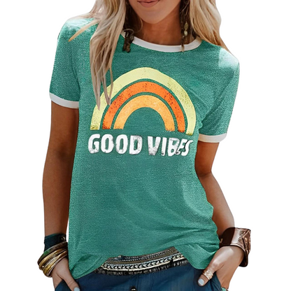 Women's T-shirt – Relaxed fit – Soft knit – Vintage print – Casual style