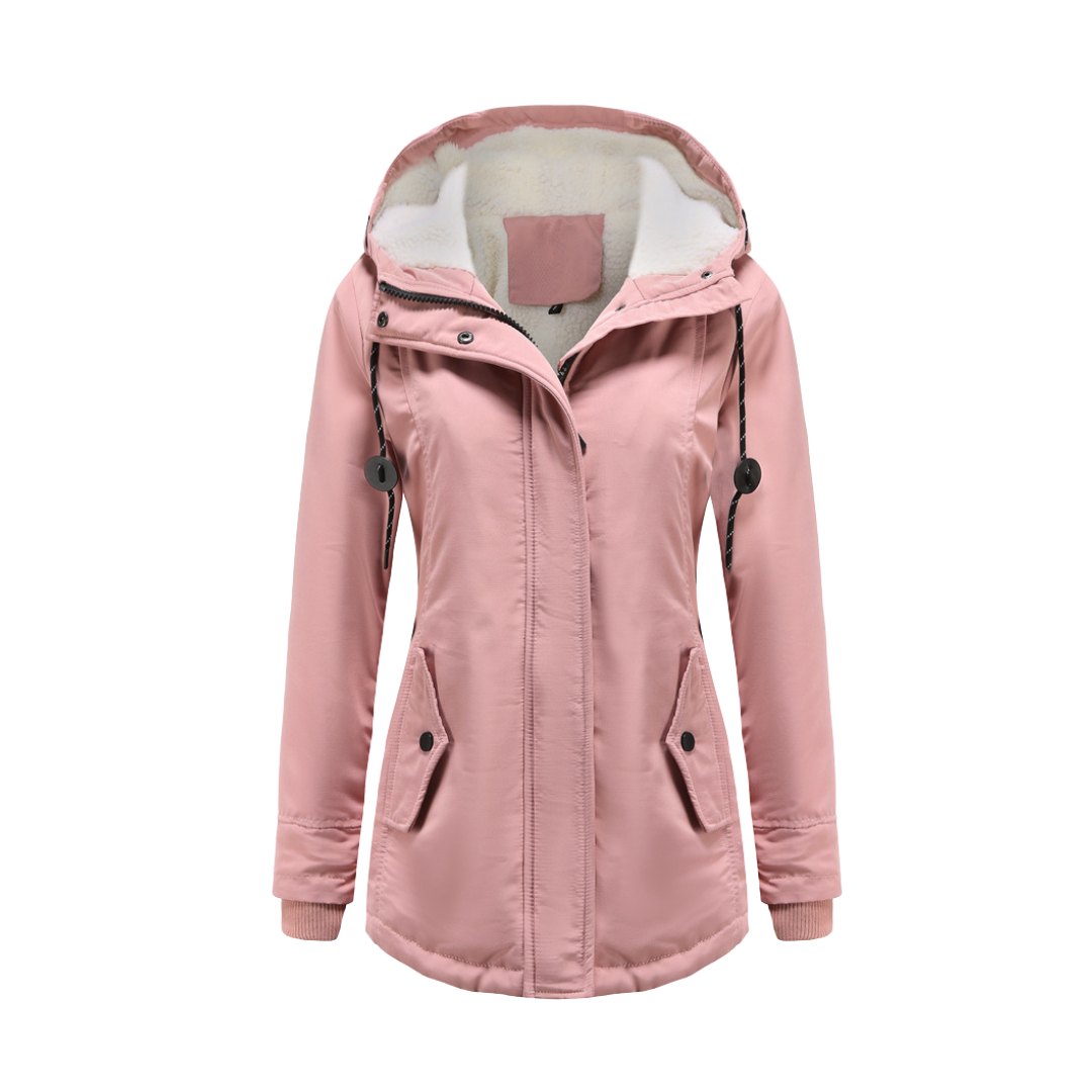Women's Winter Jacket – Hooded – Sherpa Lining – Mid-length - Waterproof Blend