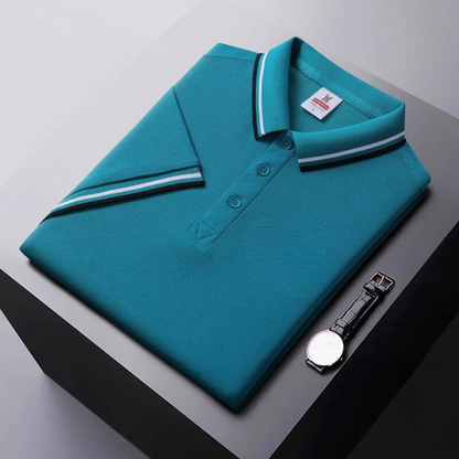 Men's polo – Regular fit – Breathable fabric – Striped collar casual style