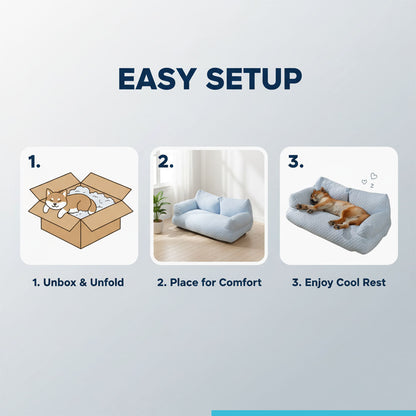 Quilted Fabric Dog Sofa With Supportive Armrests