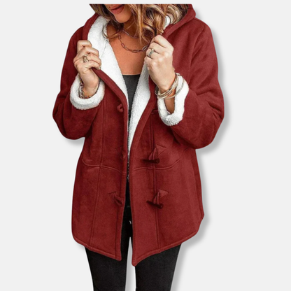 Emma Fleece Relaxed Fit Duffle Coat | Hooded Toggle Front Coat