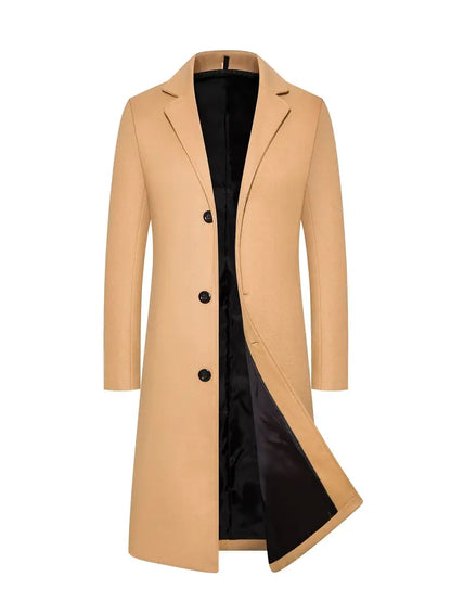 Men's coat – Slim fit – Structured wool – Knee length – Classic style