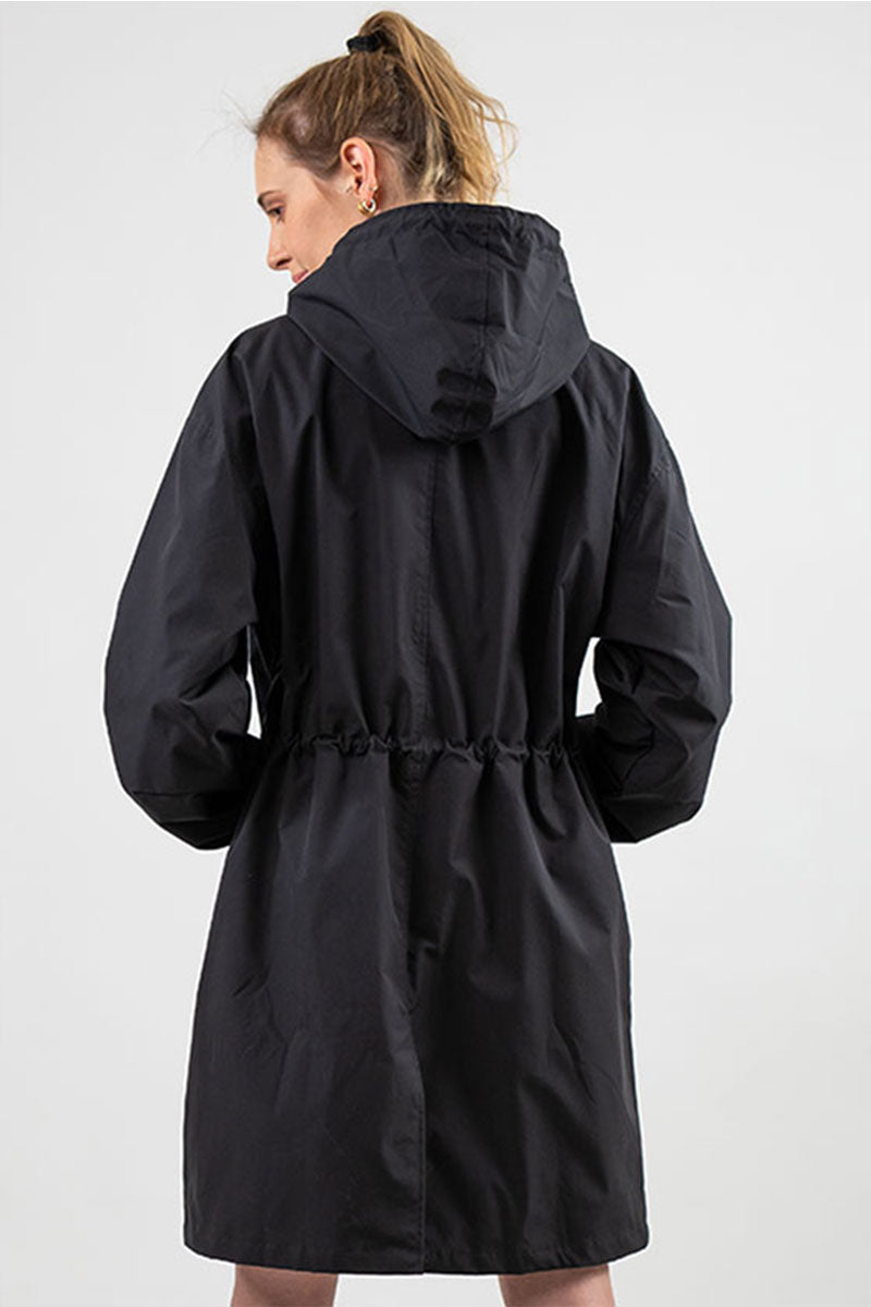 Angela A-Line Hooded Coat | Button Front Pockets Hooded Coat