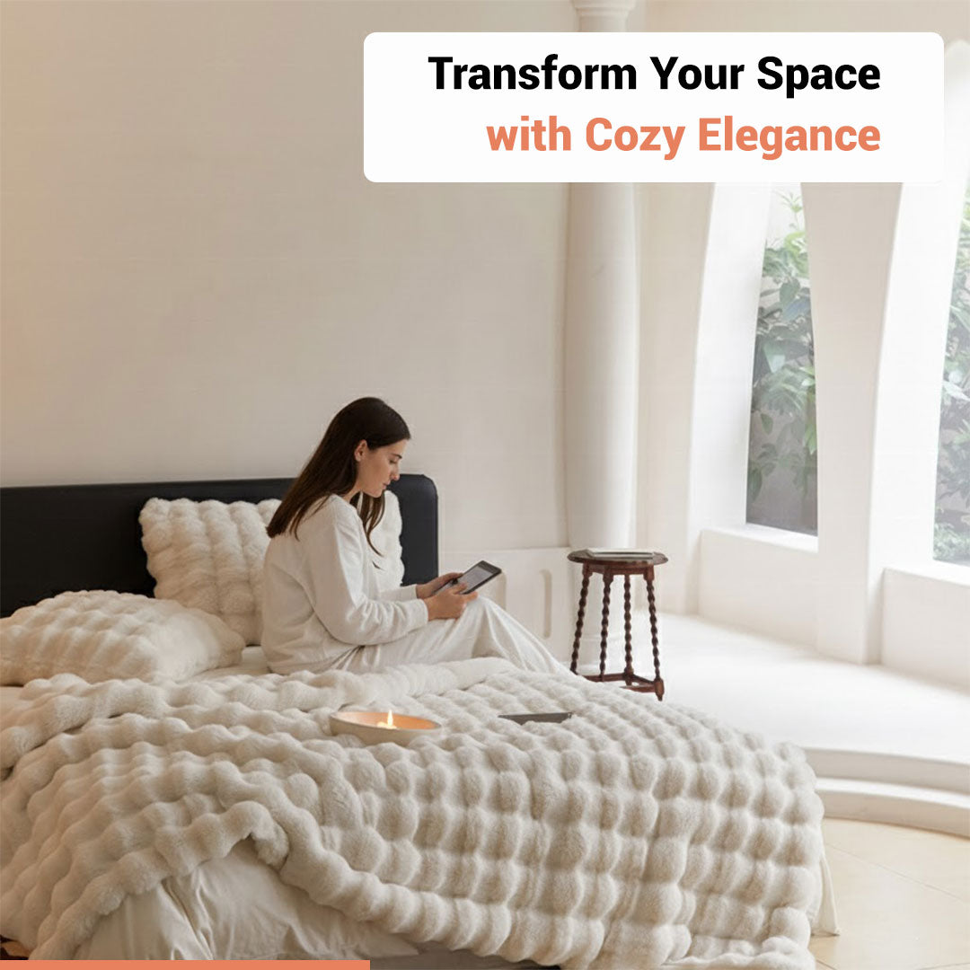 Textured Faux Fur Throw Blanket With Elegant Design