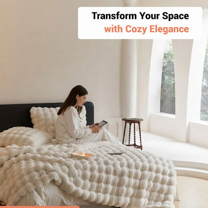 Textured Faux Fur Throw Blanket With Elegant Design