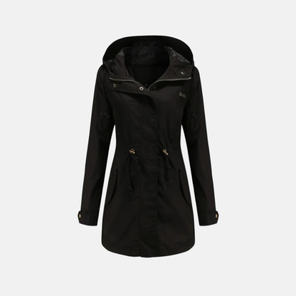 Women's utility jacket – relaxed fit – hood – adjustable waist – multiple pockets