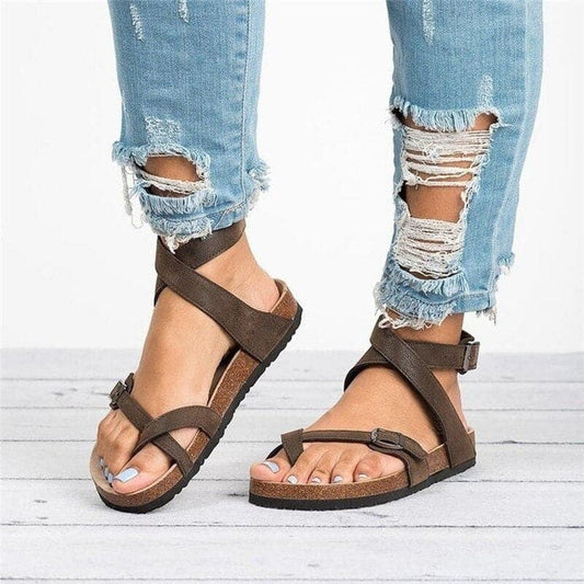 Women's sandals – Ergonomic flat sole – Adjustable straps – Comfortable open toe