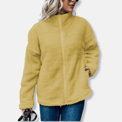 Women's fleece jacket – Oversized cut – Stand-up collar – Full-zip closure