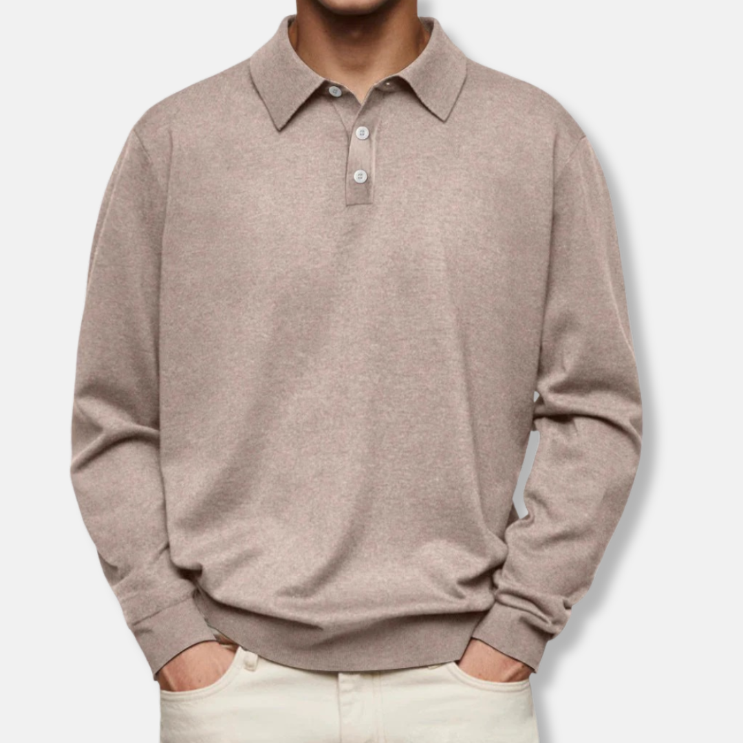 Giovanni Relaxed Fit Polo Shirt | Long Sleeve Collared Polo Shirt