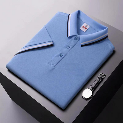 Men's polo – Regular fit – Breathable fabric – Striped collar casual style