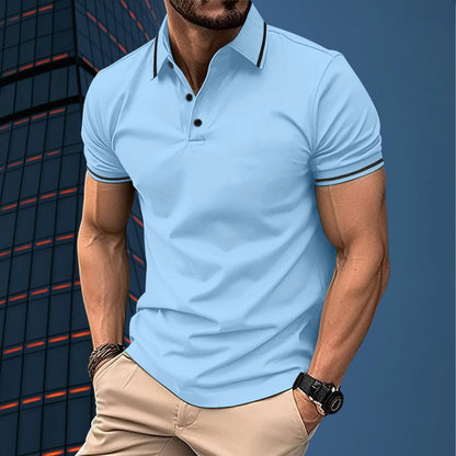 Men's polo – Slim fit – Soft knit – Ribbed collar – Elegant short sleeves