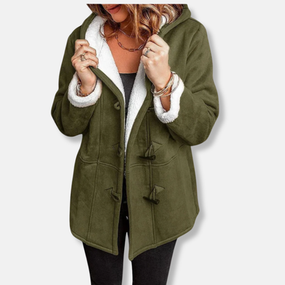 Emma Fleece Relaxed Fit Duffle Coat | Hooded Toggle Front Coat