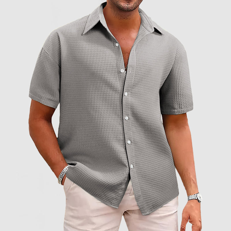 Men's short-sleeve shirt – Relaxed fit – Textured knit – Breathable fabric