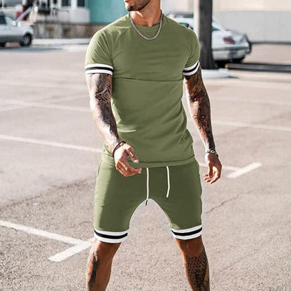 Men's sports set – Slim fit – Breathable stretch fabric – T-shirt and shorts