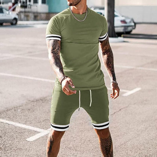 Men's sports set – Slim fit – Breathable stretch fabric – T-shirt and shorts