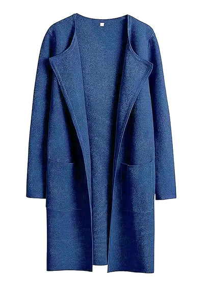 Manteau femme mi-long – Laine mélangée – Coupe droite – Col large – Style épuré