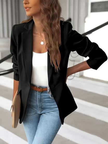 Emily Straight Fit Blazer | Single Button, Notched Lapel Blazer