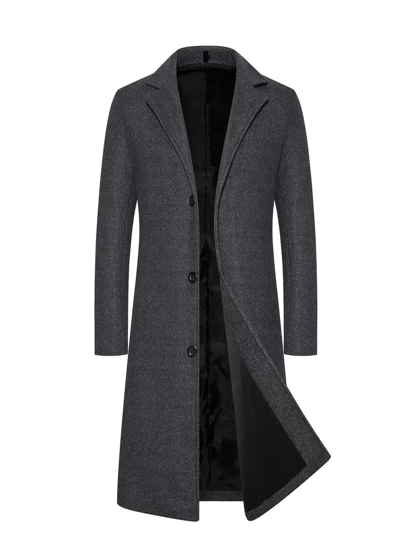 Men's coat – Slim fit – Structured wool – Knee length – Classic style