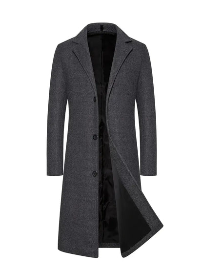 Men's coat – Slim fit – Structured wool – Knee length – Classic style