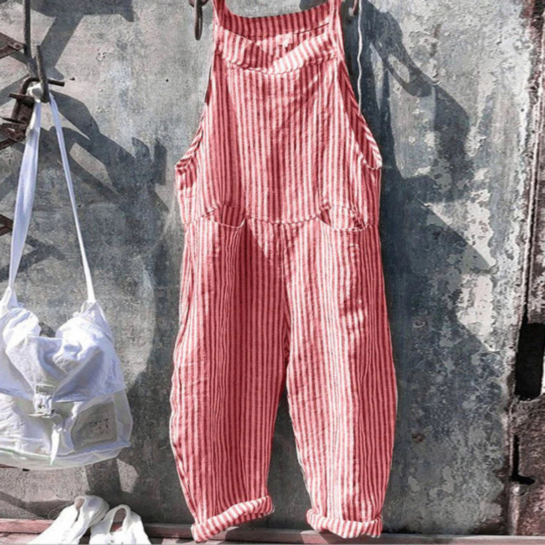 Women's jumpsuit – Loose fit – Sleeveless – Wide leg – Breathable natural fibers