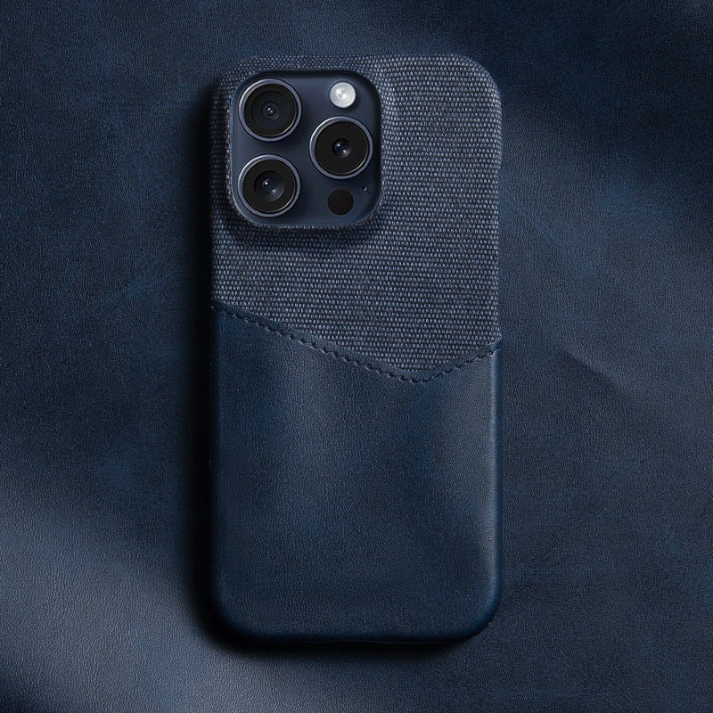 Leather Card Holder Phone Case With Textured Finish