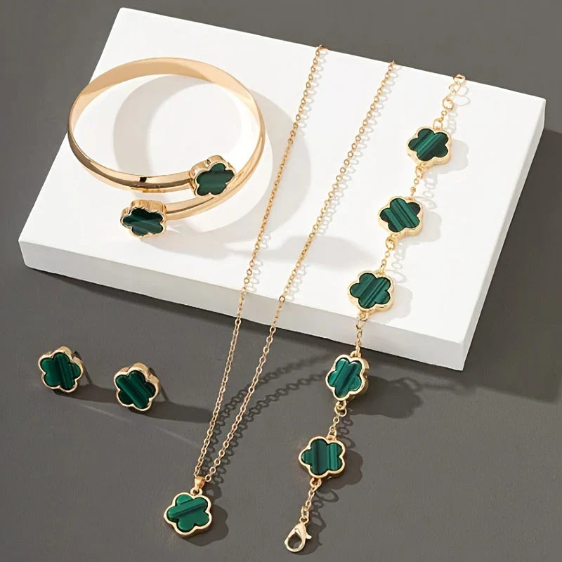 Alessia Four-Piece Set | Necklace, Earrings, Bracelet & Bangle Set