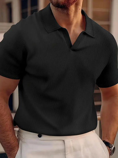 Men's polo – Slim fit – Soft knit – Ribbed texture – Short sleeves
