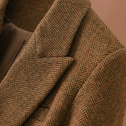 Sara Wool Jacket | Double-Breasted Mid-Length Suit Jacket