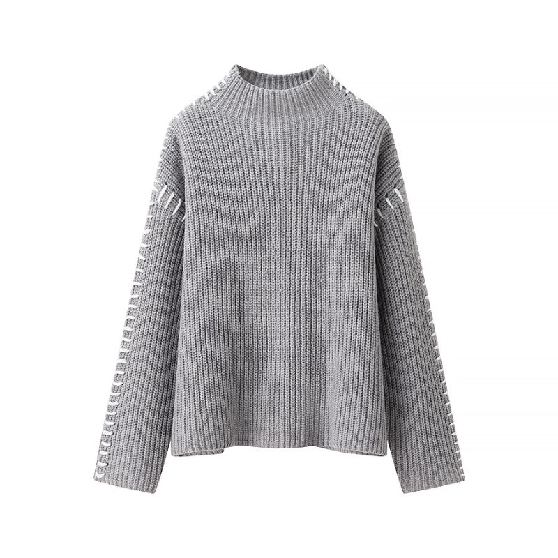 Emily Relaxed Fit Pullover Sweater | Mock Neck Pullover Sweater