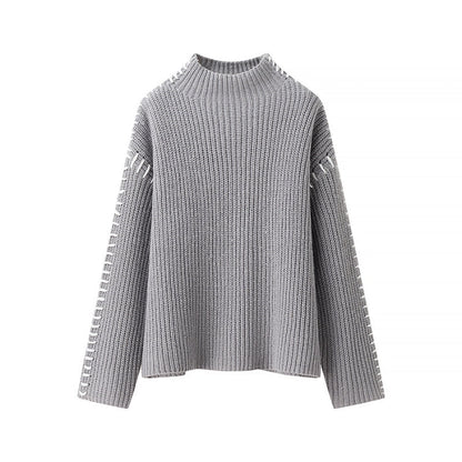 Emily Relaxed Fit Pullover Sweater | Mock Neck Pullover Sweater