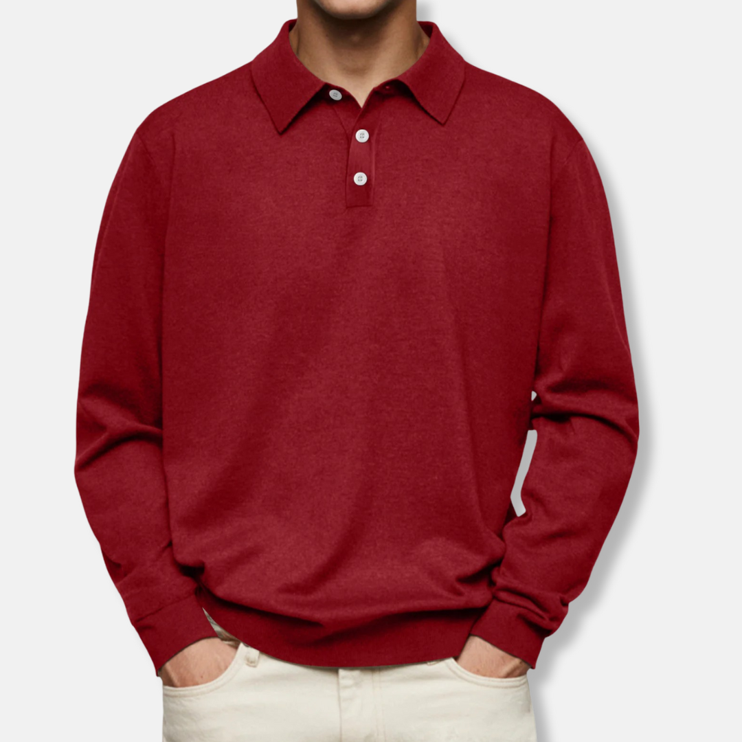 Giovanni Relaxed Fit Polo Shirt | Long Sleeve Collared Polo Shirt