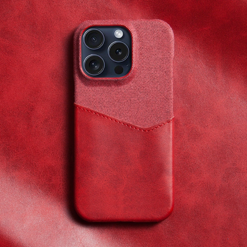 Leather Card Holder Phone Case With Textured Finish