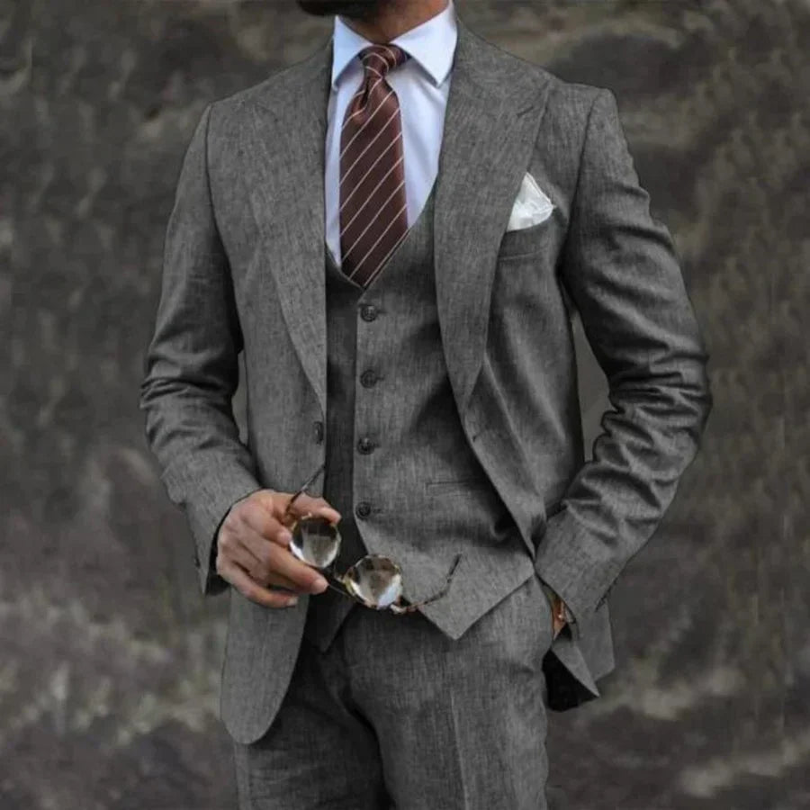 Men's three-piece suit – Slim fit – Notch lapel – Elegant breathable fabric