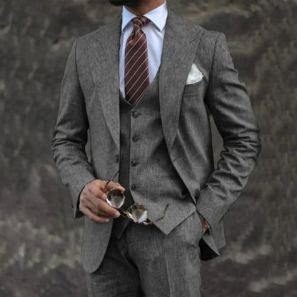 Men's three-piece suit – Slim fit – Notch lapel – Elegant breathable fabric