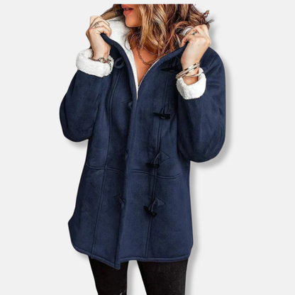 Emma Fleece Relaxed Fit Duffle Coat | Hooded Toggle Front Coat