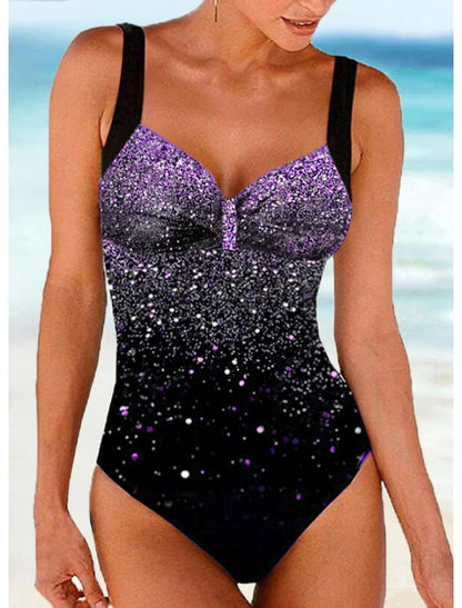 Women's 1-piece swimsuit – Shaping cut – Built-in bra – Shiny sequins