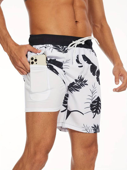 Short de bain homme – Coupe décontractée – Séchage rapide – Doublure – Taille à cordon